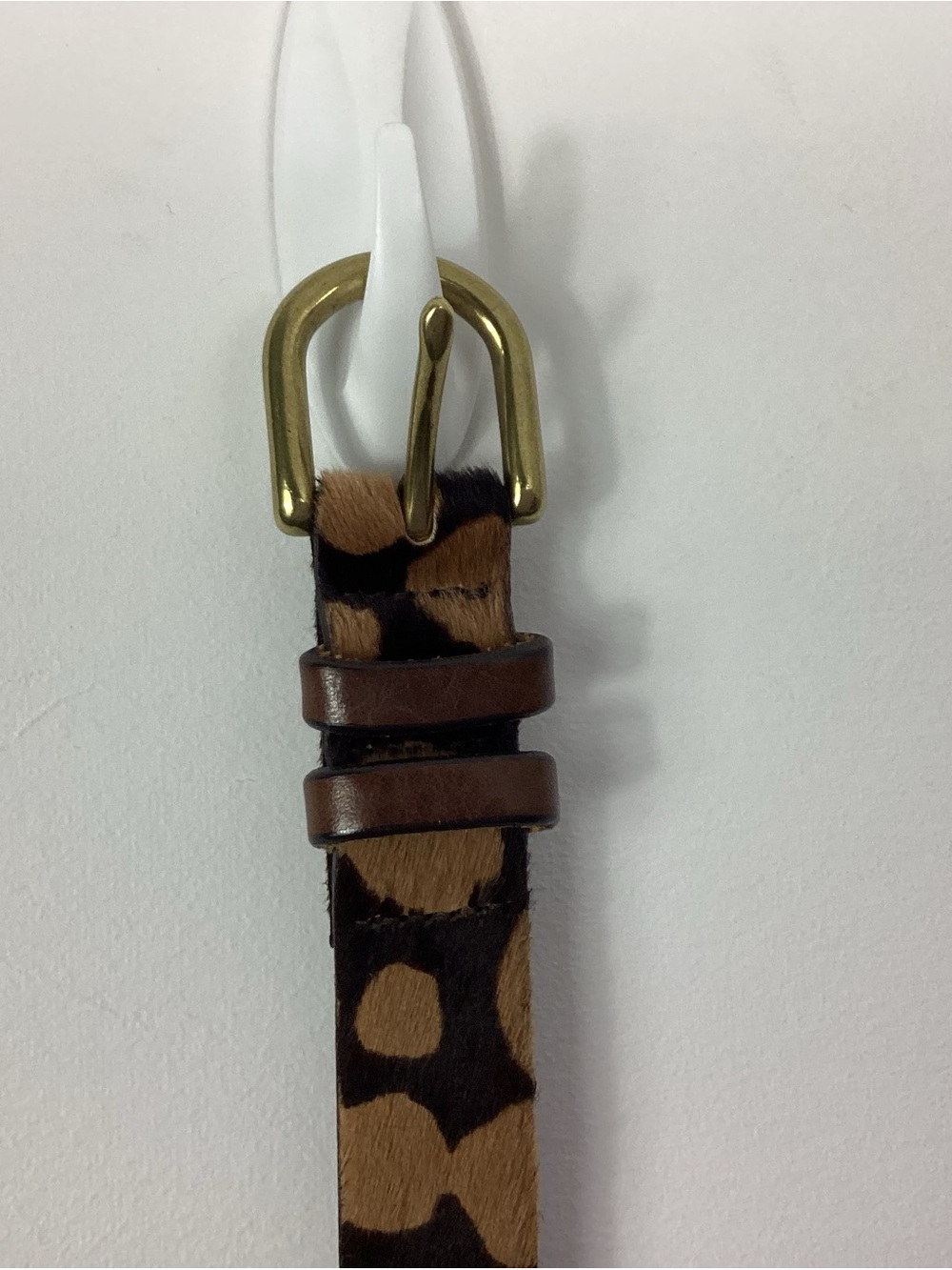 J. Crew Animal Print Calf Hair Leather Belt Size S - Picture 7 of 12
